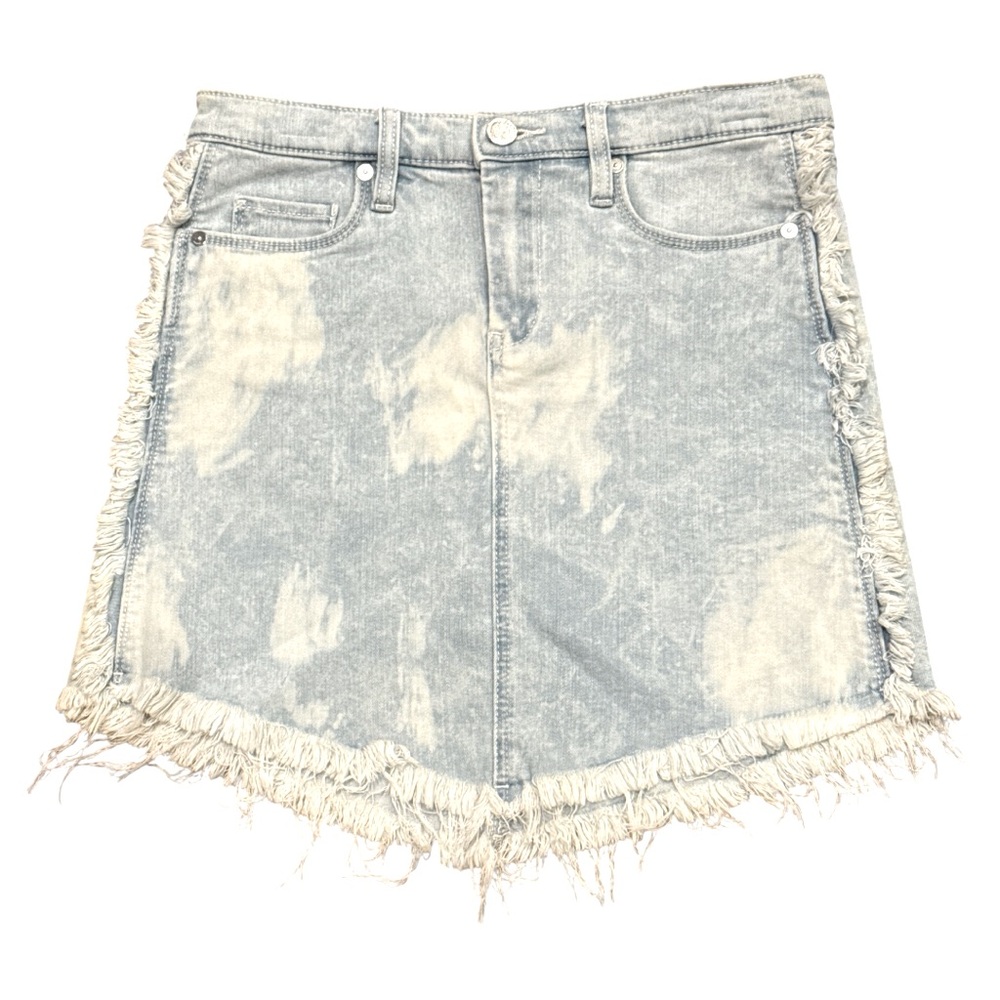 Sunbleached fray trim light wash denim jean skirt BlankNYC 25 NEW NWT